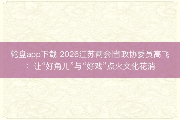 轮盘app下载 2026江苏两会|省政协委员高飞：让“好角儿”与“好戏”点火文化花消