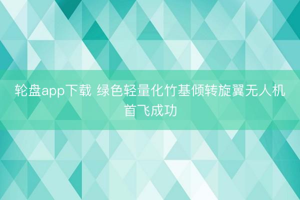 轮盘app下载 绿色轻量化竹基倾转旋翼无人机首飞成功