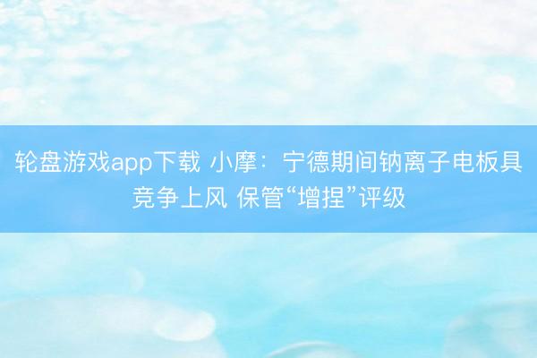 轮盘游戏app下载 小摩：宁德期间钠离子电板具竞争上风 保管“增捏”评级
