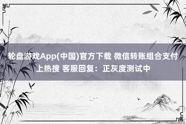 轮盘游戏App(中国)官方下载 微信转账组合支付上热搜 客服回复：正灰度测试中