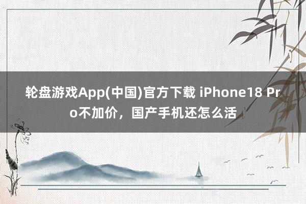 轮盘游戏App(中国)官方下载 iPhone18 Pro不加价，国产手机还怎么活