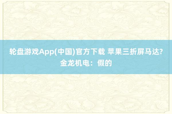轮盘游戏App(中国)官方下载 苹果三折屏马达?金龙机电：假的