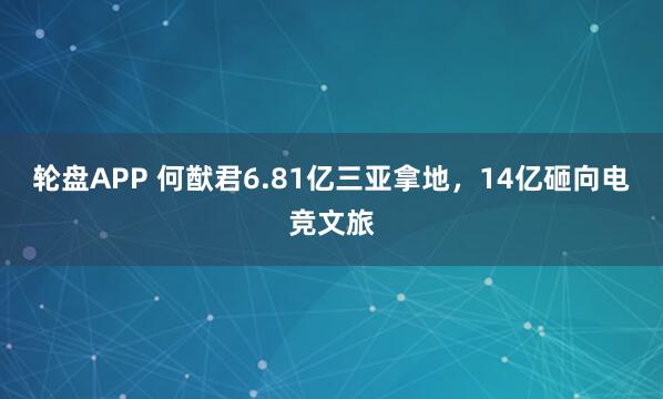 轮盘APP 何猷君6.81亿三亚拿地，14亿砸向电竞文旅