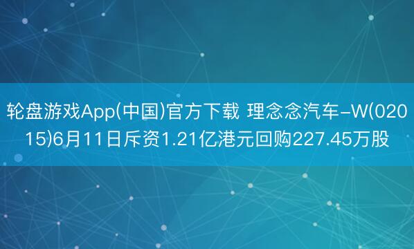 轮盘游戏App(中国)官方下载 理念念汽车-W(02015)6月11日斥资1.21亿港元回购227.45万股