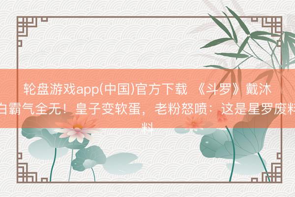 轮盘游戏app(中国)官方下载 《斗罗》戴沐白霸气全无！皇子变软蛋，老粉怒喷：这是星罗废料