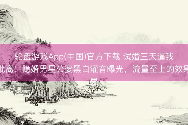 轮盘游戏App(中国)官方下载 试婚三天逼我仳离！隐婚男星公婆黑白灌音曝光，流量至上的效果
